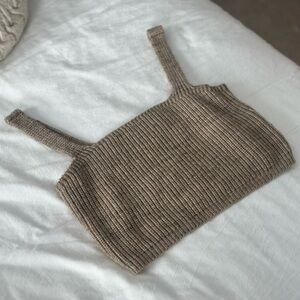 Anthropologie Taupe Ribbed Knit Sweater